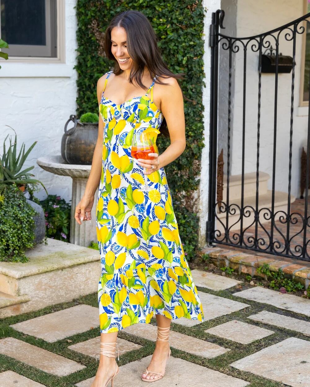 Kenny Flowers The Positano Resort Maxi Dress Yellow Blue Large